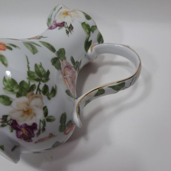 Royal Danube Flower Floral Pitcher Cabbage Roses Gold Trim Porcelain Vintage - Picture 15 of 16
